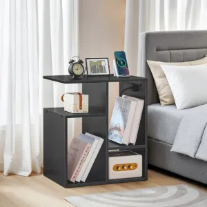 23.8" Tall Narrow End Table with Charging Station